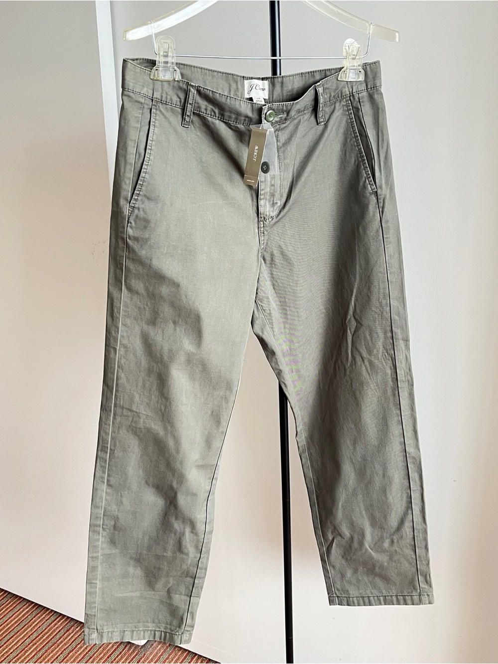 NWT J. Crew Women's Straight Leg Pant Cotton Chino Olive 🫒 Green Color Sz 28